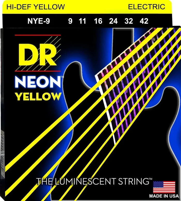 DR Strings Neon Phosphorescent Yellow Electric Light 9-42