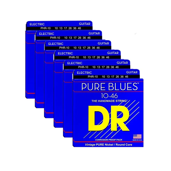 DR Strings PHR-10 Pure Blues Electric 10-46 6 Pack Bundle