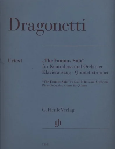 Dragonetti, D.: Famous Solo in E minor (double bass, piano reduction, and parts)