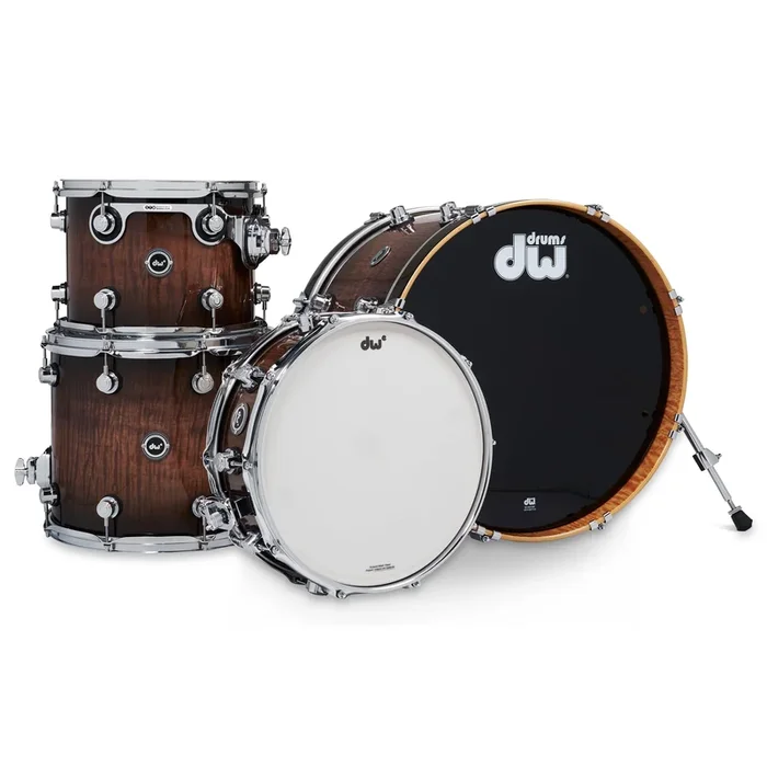 Drum Workshop DEKTEX04TACMB DWe 4pc Shell Pack, Curly Maple Burst Exotic
