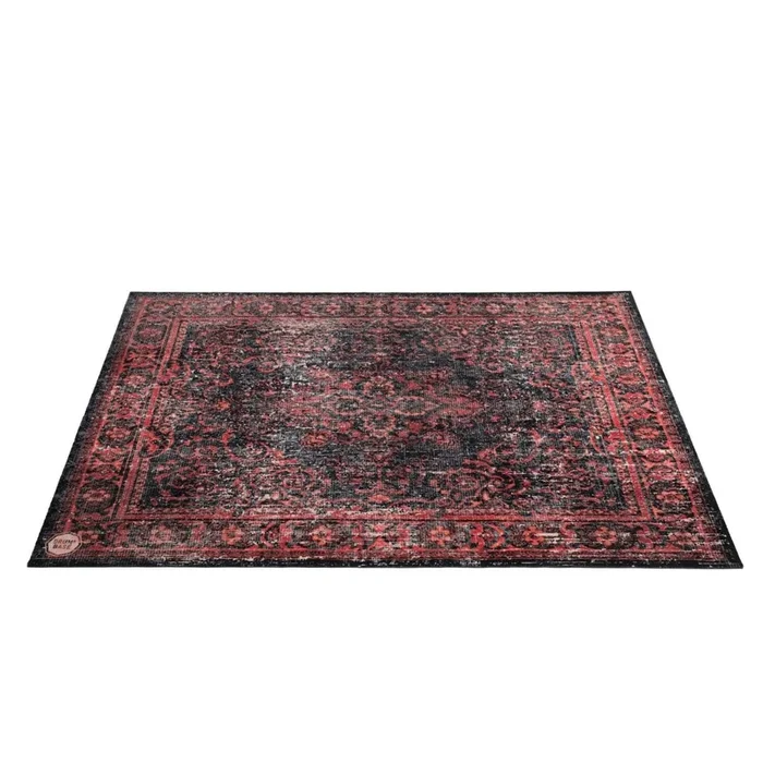 DRUMnBASE Vintage Persian Style Drum Rug 6′ x 5.25′ Black Red