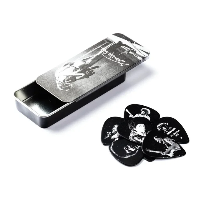 Dunlop Jimi Hendrix Silver Portrait Guitar Pick Tin – Medium