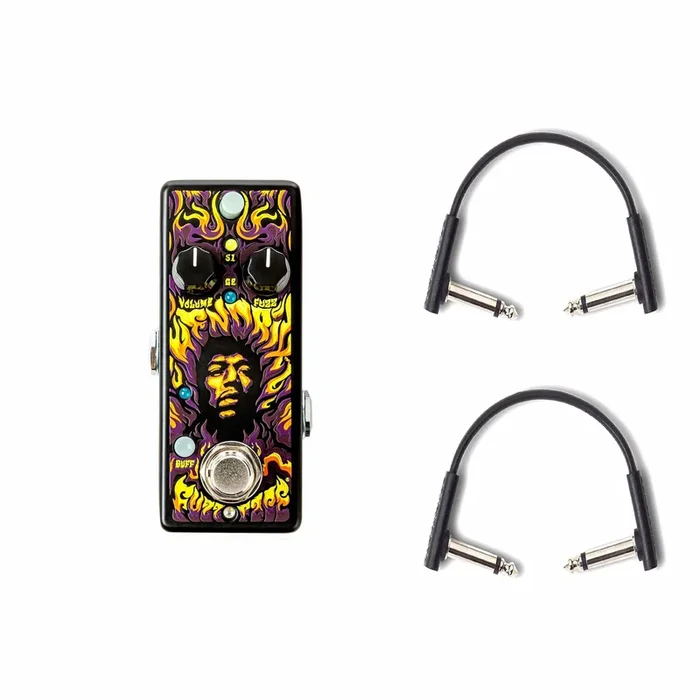 Dunlop Jimi Henrdix ’69 Psych Mini Fuzz Face Pedal w/RockBoard Flat Patch Cables Bundle