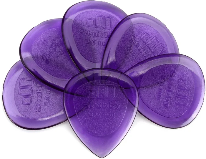 Dunlop Stubby Guitar Picks – Pack of 6 – 2MM