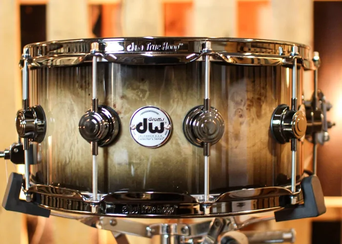 DW 6.5×14 Collector’s Pure Birch HVLT Candy Black Burst over Mapa Burl Snare Drum – SO#1391653