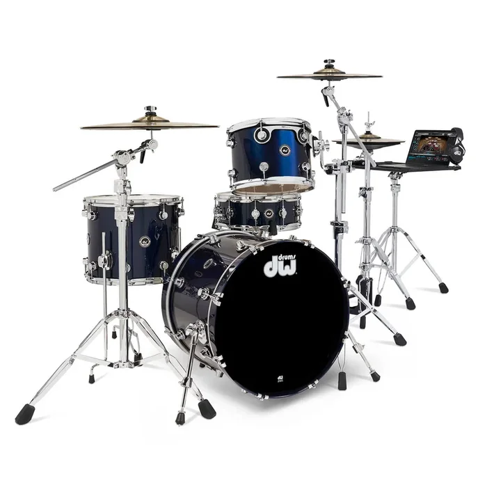 DW DWe 4pc Complete Electronic/Acoustic Drum Set Midnight Blue Metallic