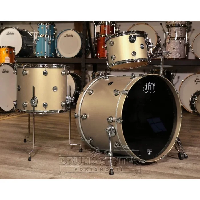 DW Performance 3pc Lacquer Drum Set 24×18/13×9/16×14 Hard Satin Gold Mist