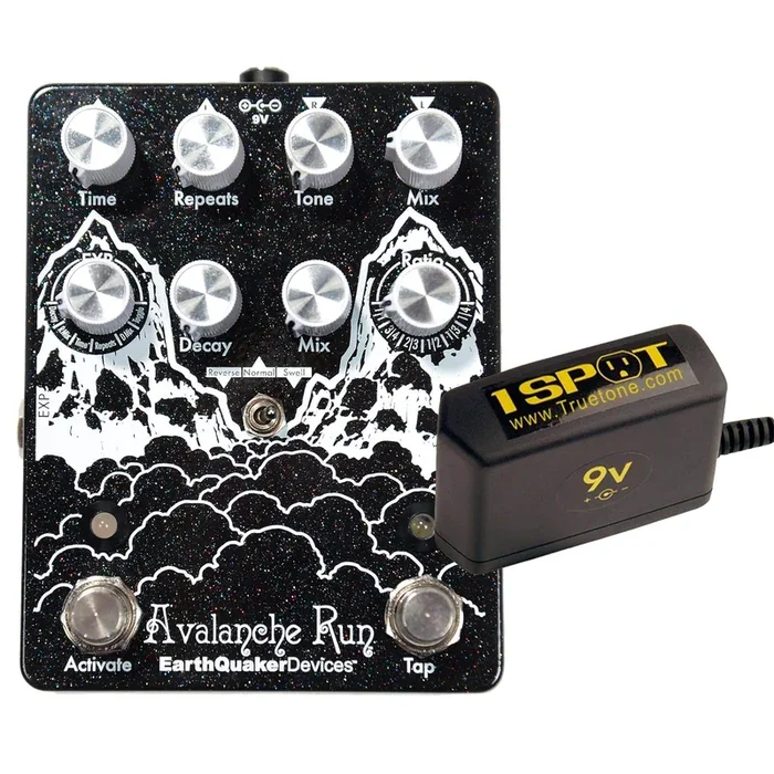 Earthquaker Devices Avalanche Run Stereo Delay and Reverb Bundle w/ Truetone 1 Spot 9v Adapter