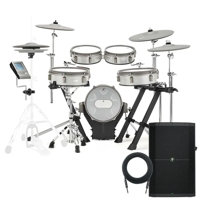 EFNOTE 3B Electronic Drum Set – White Sparkle MONITOR KIT