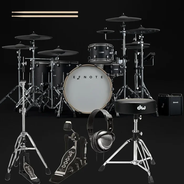 EFNOTE PRO 703X Electronic Drum Set – Black Oak DRUM ESSENTIALS BUNDLE