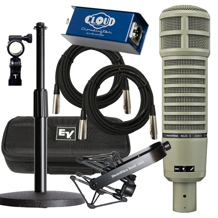 Electro-Voice RE20 Large-Diaphragm Dynamic Microphone CLOUDLIFTER BUNDLE
