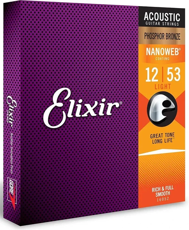 Elixir Phosphor Bronze Nanoweb Coated Acoustic Guitar Strings Medium 13-56 – 16102