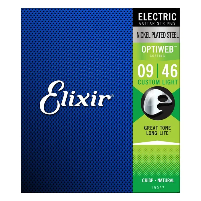 Elixir Strings 19027 Coated Nickel Electric Guitar Strings, Custom Light