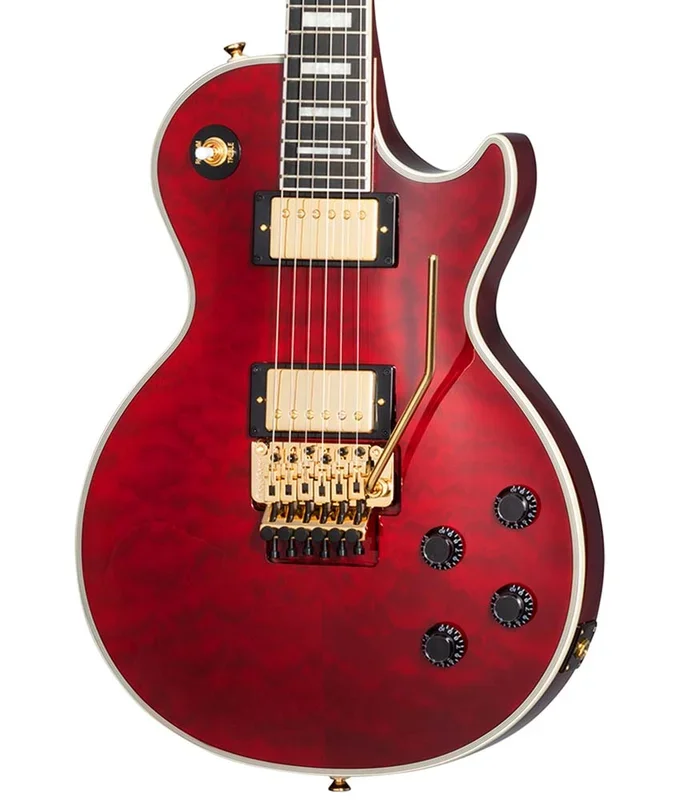 Epiphone Alex Lifeson Les Paul Custom Axcess, Quilt Maple Veneer – Ruby