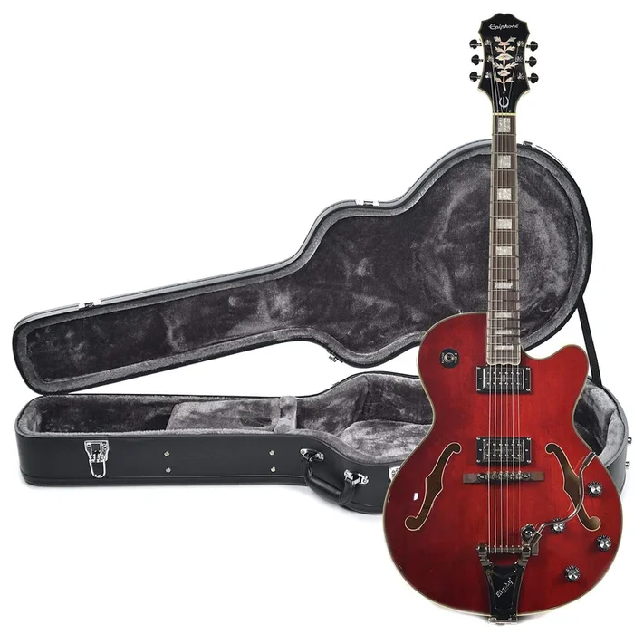 Epiphone Emperor Swingster Wine Red CH w/SwingBucker Pickups & Series/Parallel and Epiphone Hardshell Case Bundle