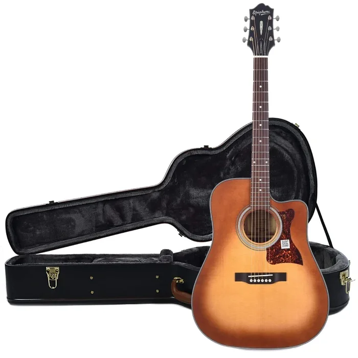 Epiphone Masterbilt DR-400MCE Acoustic-Electric Violin Sunburst and Epiphone Hardshell Case Bundle