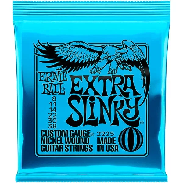 Ernie Ball 2225 Extra Slinky Nickel Wound Electric Guitar Strings – .008-.038 – P02225