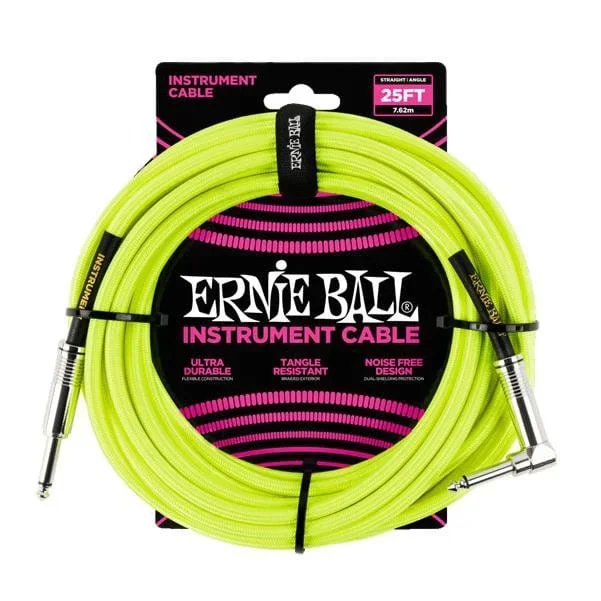 Ernie Ball 25 Ft Braided Straight-Angle Instrument Cable
