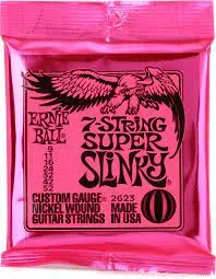 Ernie Ball 2623 Super Slinky 7-string Nickel Wound Electric Guitar Strings – .009-.052