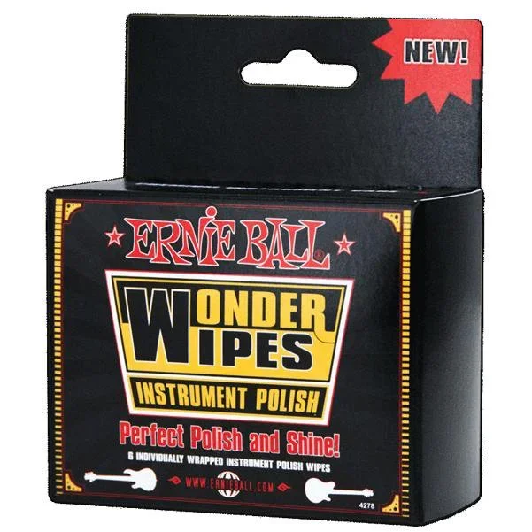Ernie Ball 4278 Wonder Wipes Instrument Polish – Pack of 6