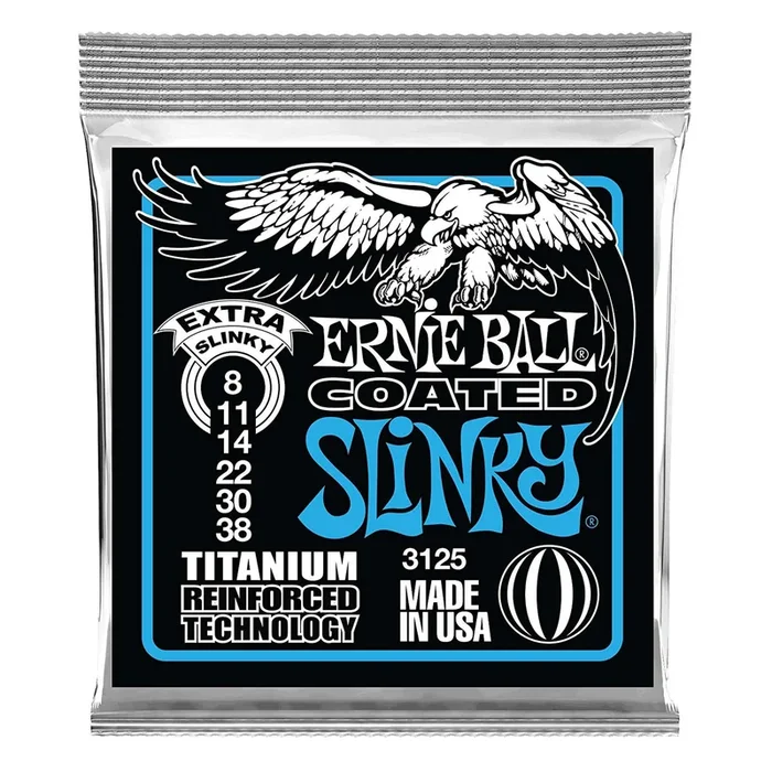 Ernie Ball Coated Electric Titanium RPS Extra Slinky Set, .008 – .038