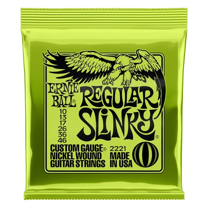 Ernie Ball Regular Slinky Nickel Wound Electric Guitar Strings, 10-46 Gauge