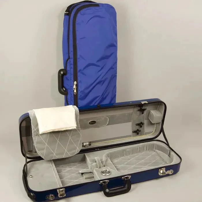 Étui pour violon oblong Bobelock 1060, bleu/gris