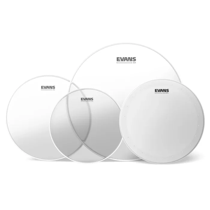 Evans G2 Clear Standard Pack (12″, 13″, 16″) with 14″ HD Dry Snare Batter