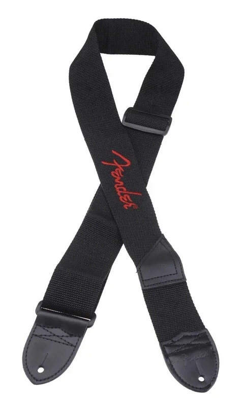 Fender 2″ Black Nylon Strap Red Fender Logo