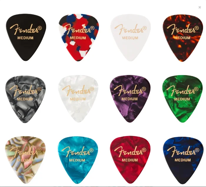 Fender 351 Shape Celluloid Medium Medley Picks x 12