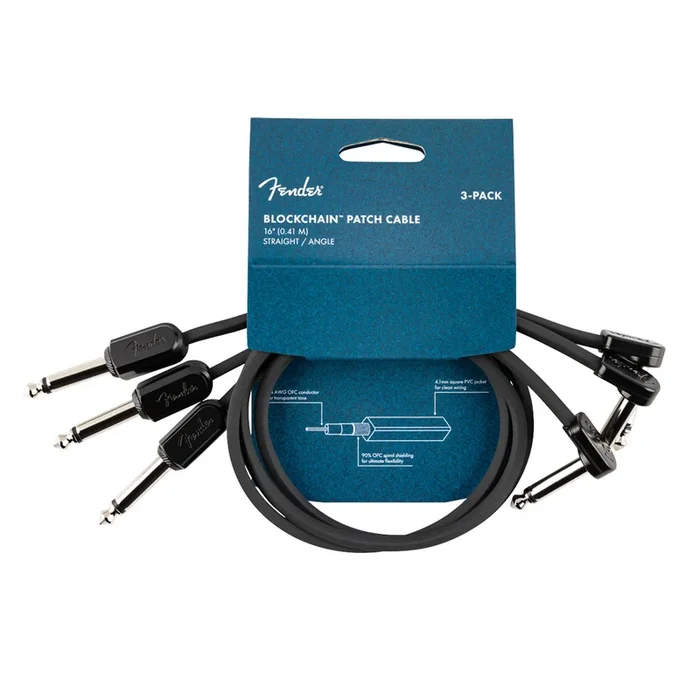 Fender Blockchain 16″ Cable 3 Pack Angle/Straight