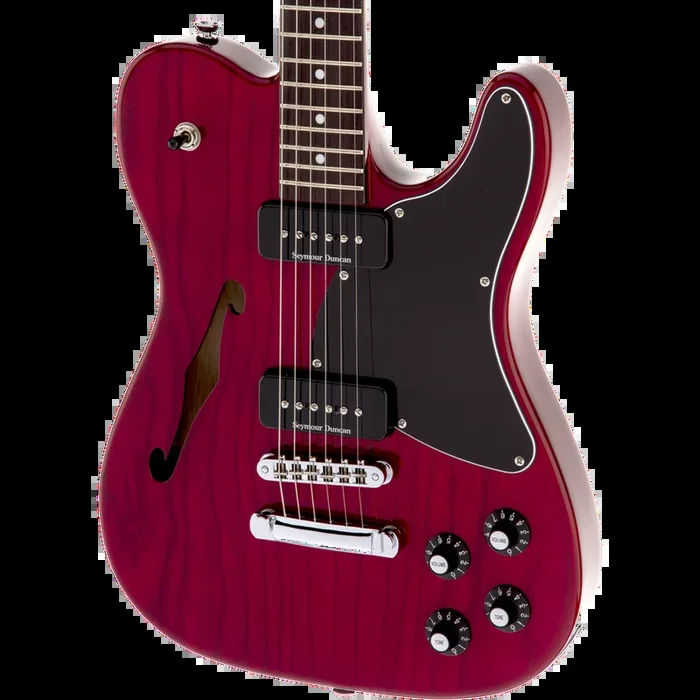 Fender Jim Adkins JA-90 Telecaster® Thinline Electric Guitar, Crimson Red Transparent