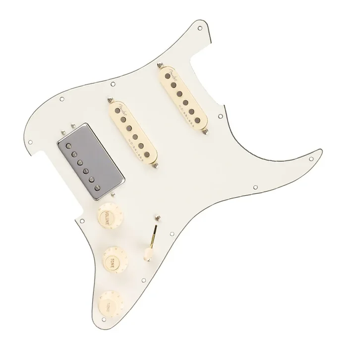 Fender Pre-Wired Strat Pickguard with Quadra Tap/Ultra Noiseless HSS Pickups – 11 Hole Parchment