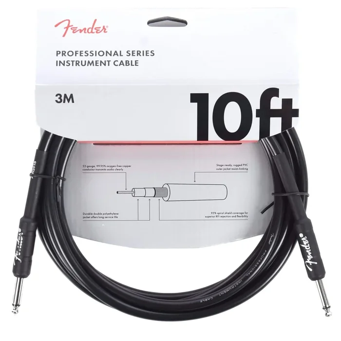 Fender Professional 10′ Instrument Cable Black S/S