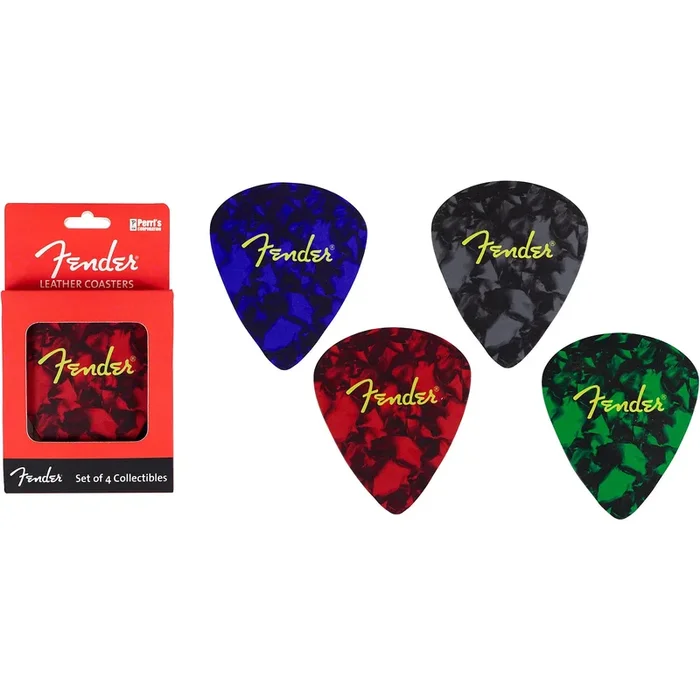 Fender set of 4 Pick Shaped Collectible Leather Coasters