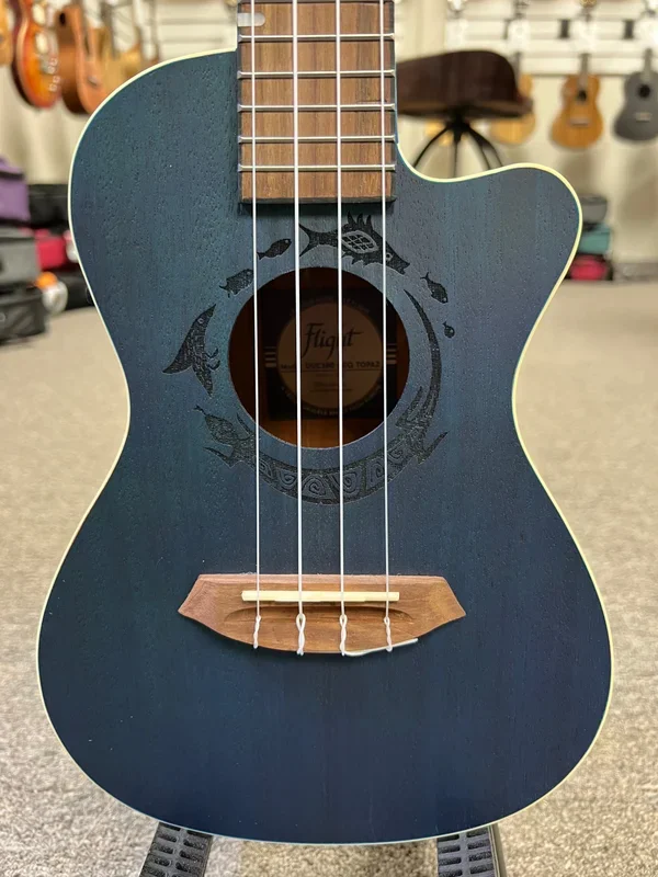Flight DUC-380CEQ-TOP Topaz Electric Concert Ukulele w/Case – Blue
