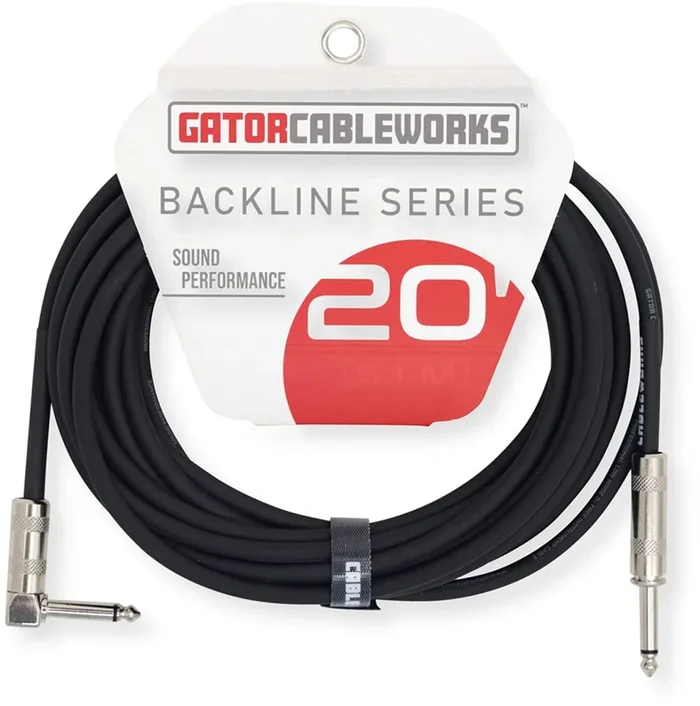 Gator CBW-BKLINST-CBLE-RA-20 Backline 20’ Straight – Angled Instrument Cable