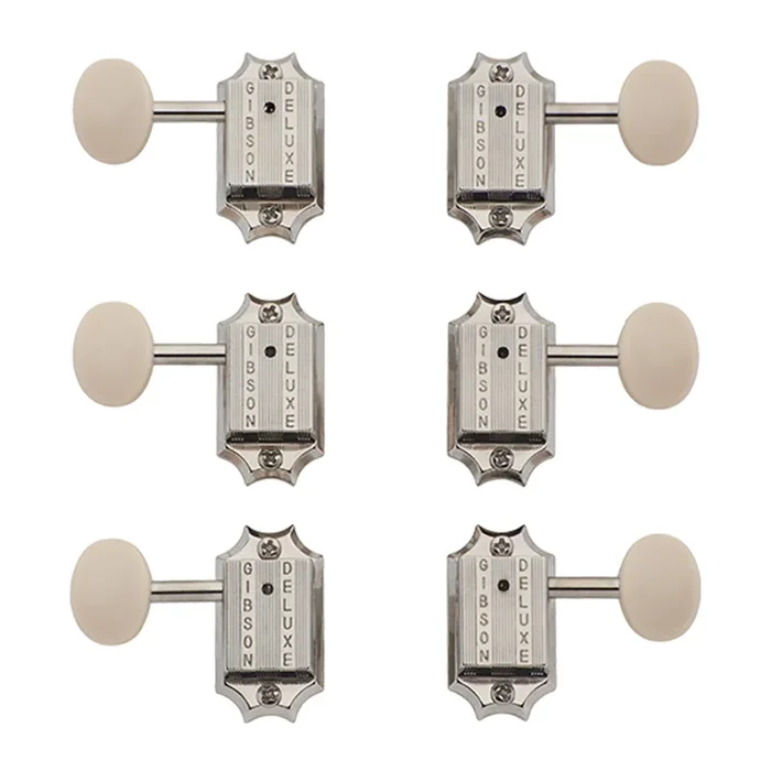 Gibson – Deluxe White Button Tuner Set – Vintage Nickel