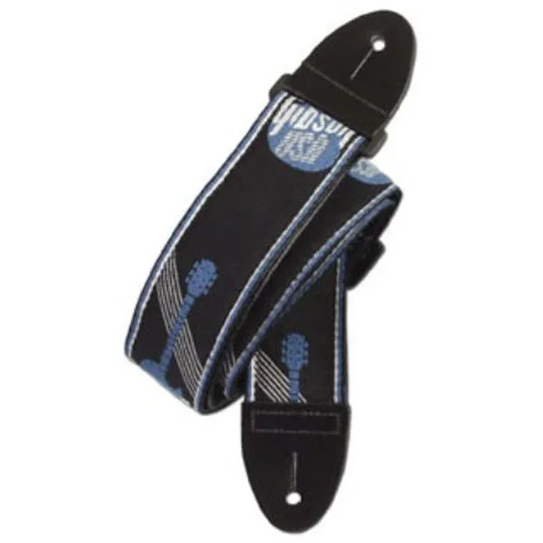 Gibson ASGG-800 2inch Woven Guitar Logo Strap – Blue