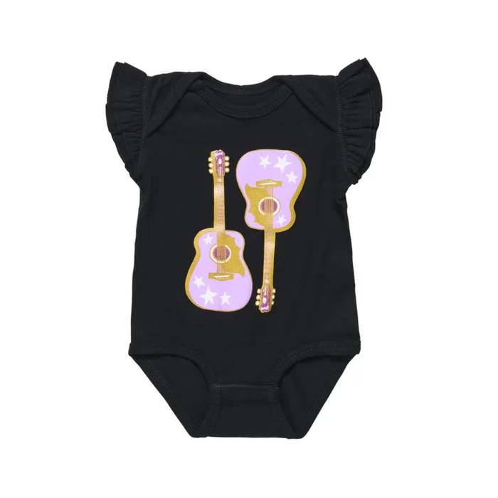 Gibson Pink Guitar Baby Onesie – Black 3/6M