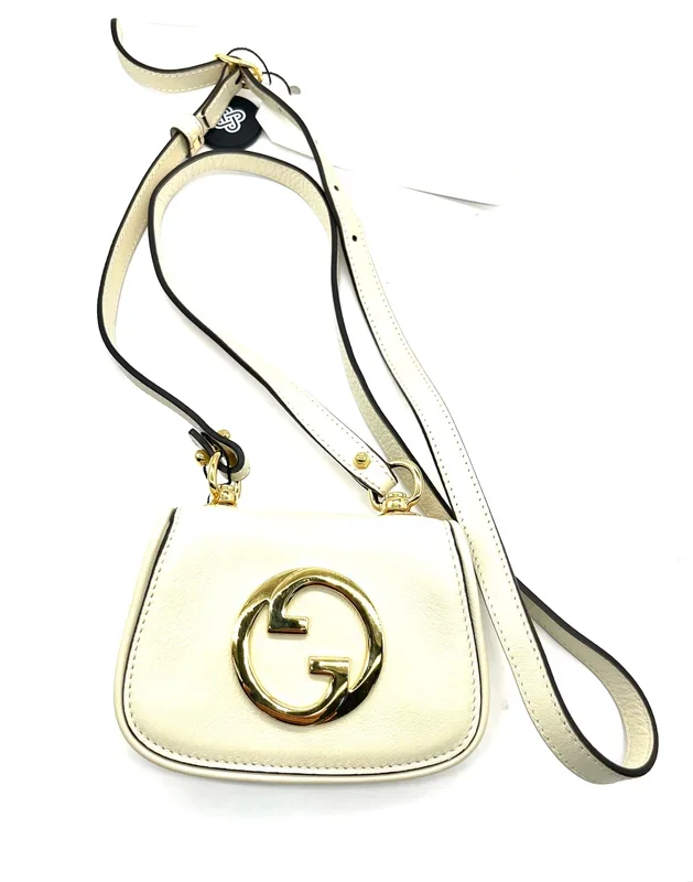 Gucci Roxy Calfskin Blondie Card Case Crossbody in Mystic White