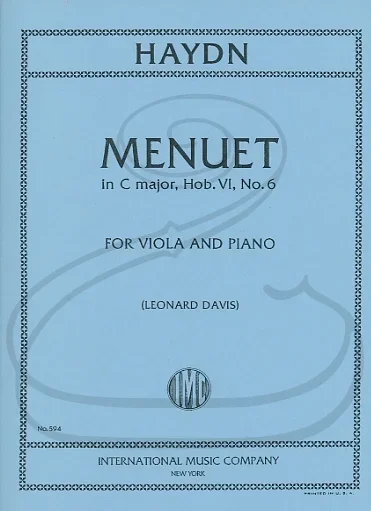Haydn, F.J. (Davis) : Menuet in C Major, Hob.VI, No.6 – TRANSCRIBED (viola & piano) International