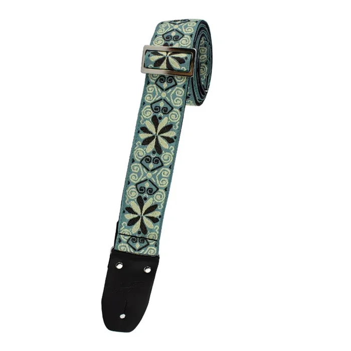 Henry Heller 2″ Woven Jacquard Strap – Black & Green Blossom