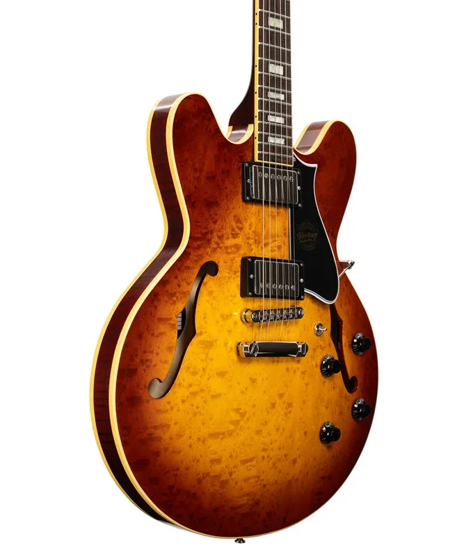 Heritage Custom Shop Core Collection H-535 Blistered Maple Semi-Hollow Electric Guitar – Almond Sunburst