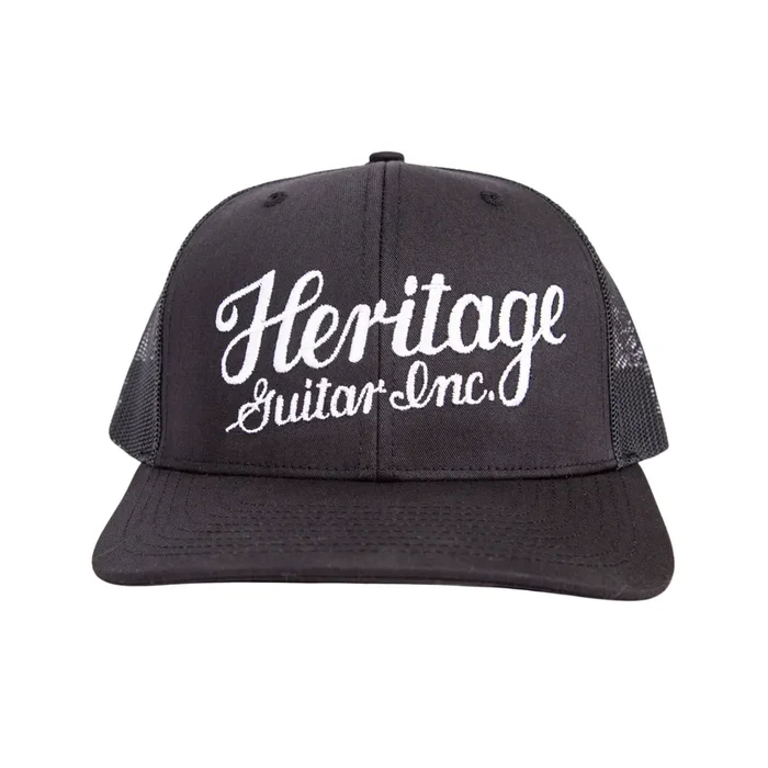 Heritage Guitars Logo Trucker Hat, Black/Black