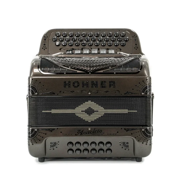 Hohner Anacleto Norteno Two Tone Compact FBE/EAD Accordion – Gun Metal Gray Metallic