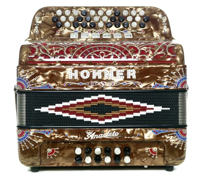 Hohner Anacleto Rey Del Norte TT FBbEb/GCF Compact Accordion Pearl Brown