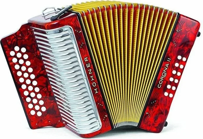 Hohner Button Accordion Corona II Classic FBE Pearl Red