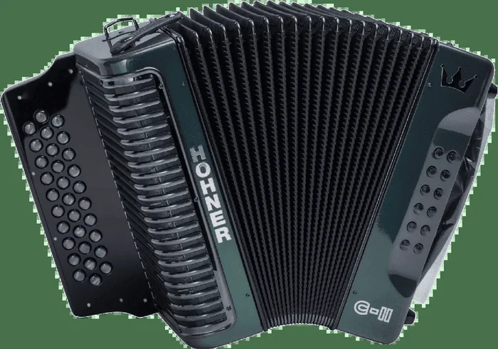 Hohner Corona C-II GCF Diatonic Accordion Green to Gold