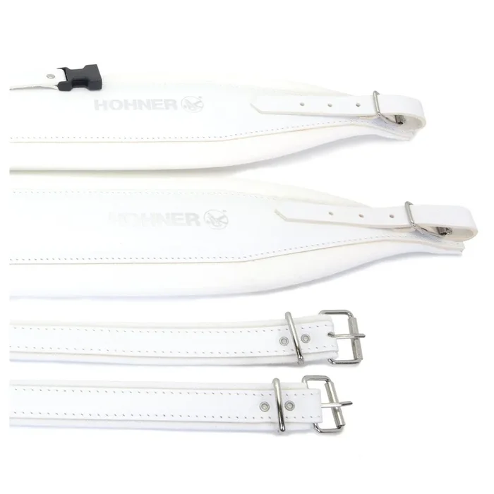 Hohner Extra Large Accordion Straps White Leather and Velvet